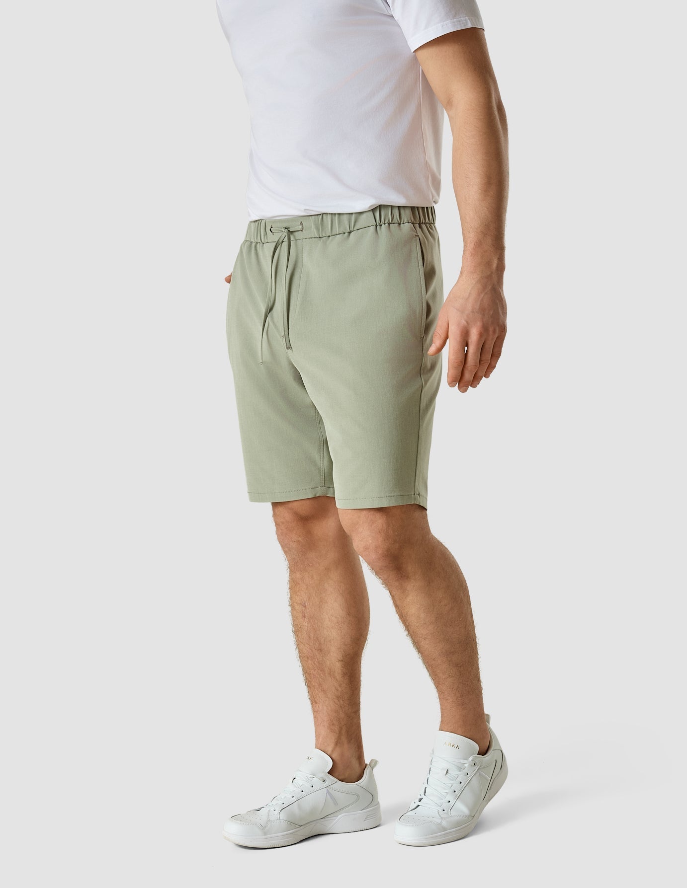 Tech Linen Elastic Shorts Neutral Green